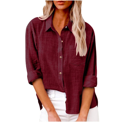 Greca  |  Blusa Casual de Lino de Manga Larga