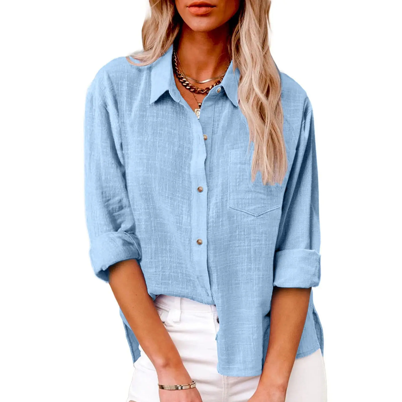 Greca  |  Blusa Casual de Lino de Manga Larga