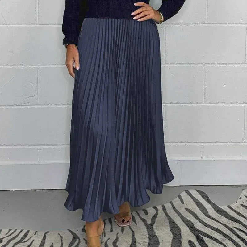 Claudia | Vestido maxi con jersey y falda plisada